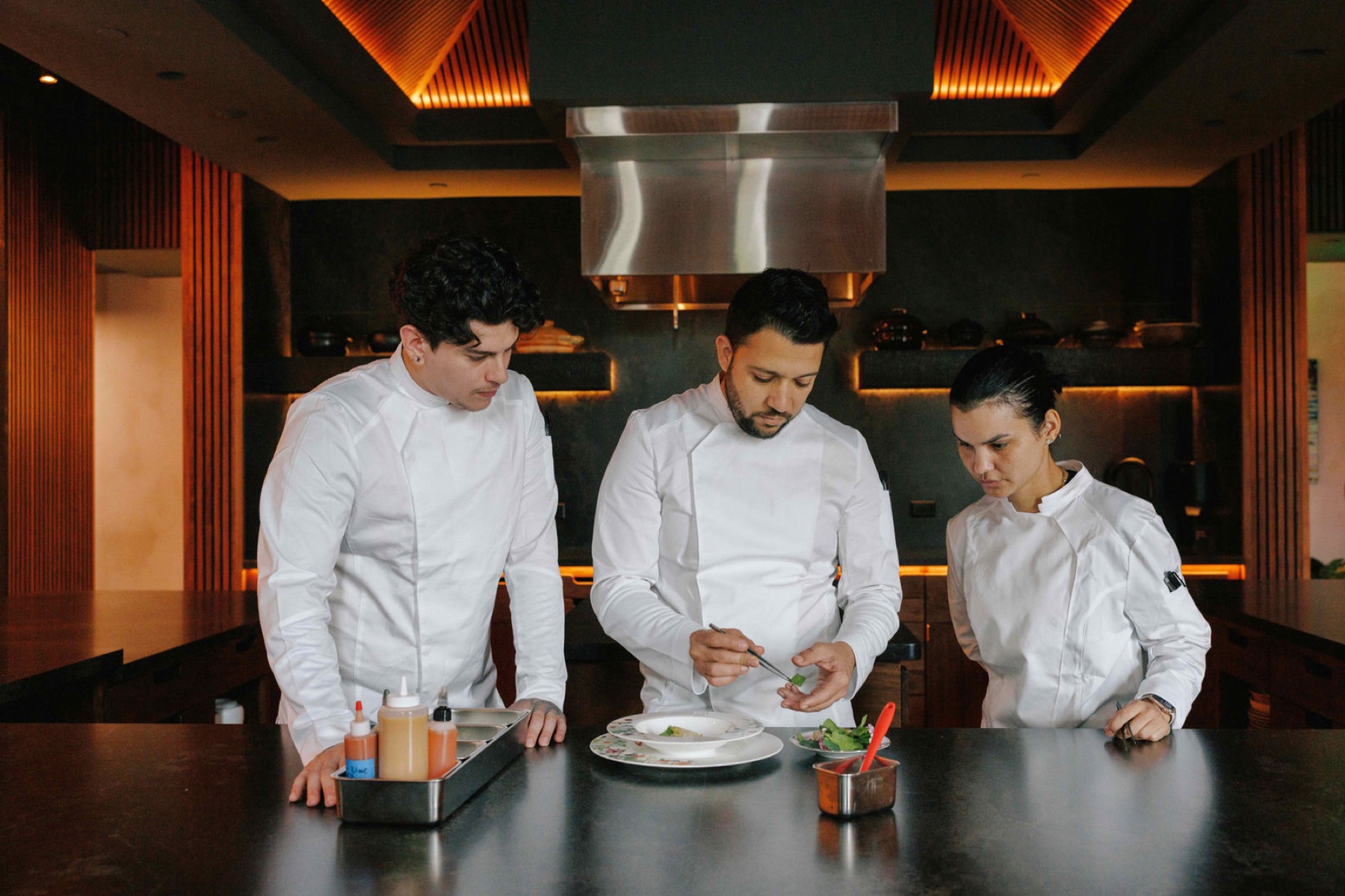 Chefs at work in Emelina's open kitchen